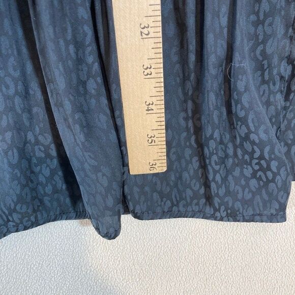 Ophelia Roe Dress Sz L Black Leopard Print 3/4 Sleeve Tiered Ruffle Babydoll - Picture 5 of 8